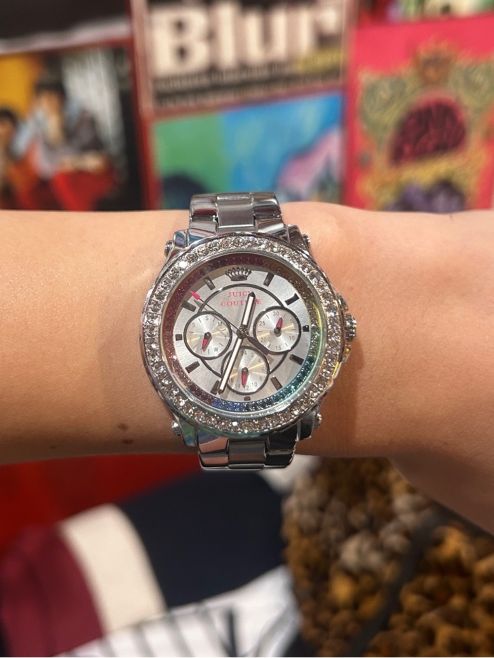 Juicy Couture Silver Rainbow Crystal Watch